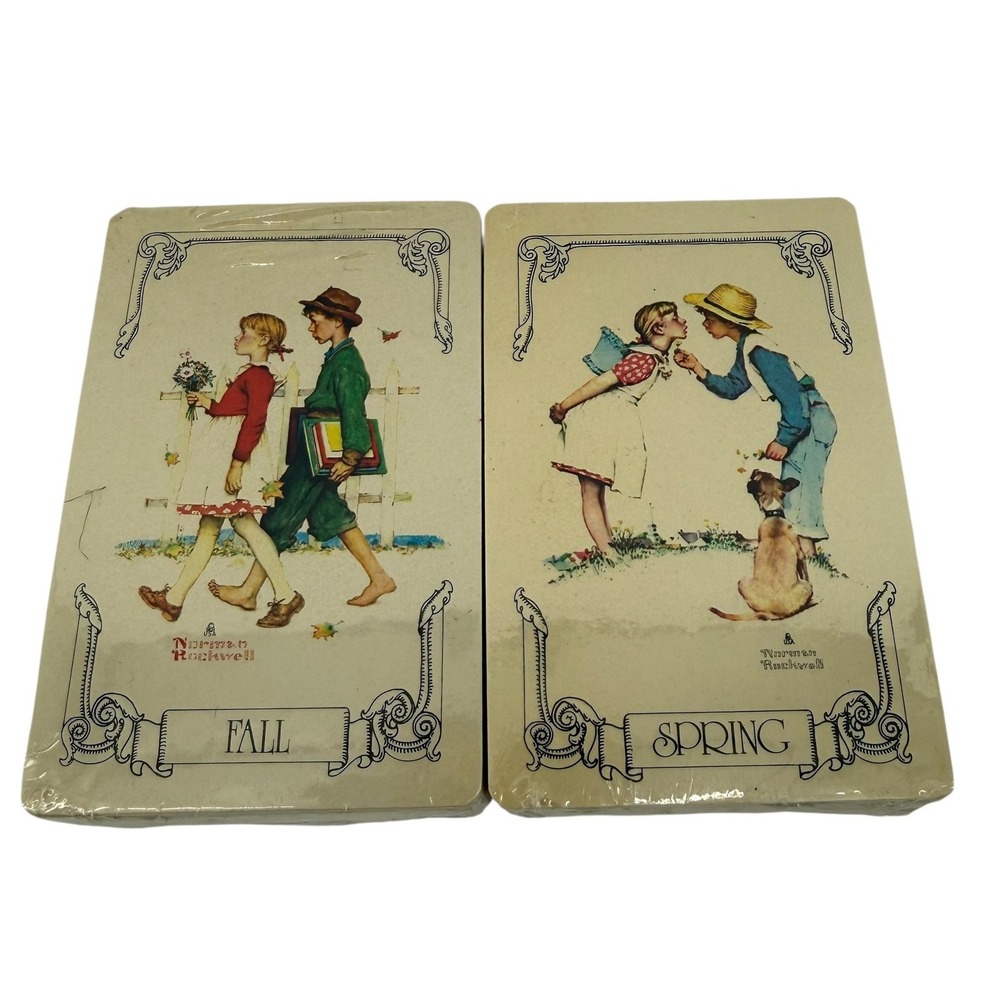 Vintage Trump Playing Cards Norman Rockwell Fall Spring 2 Decks‎ Sealed USA